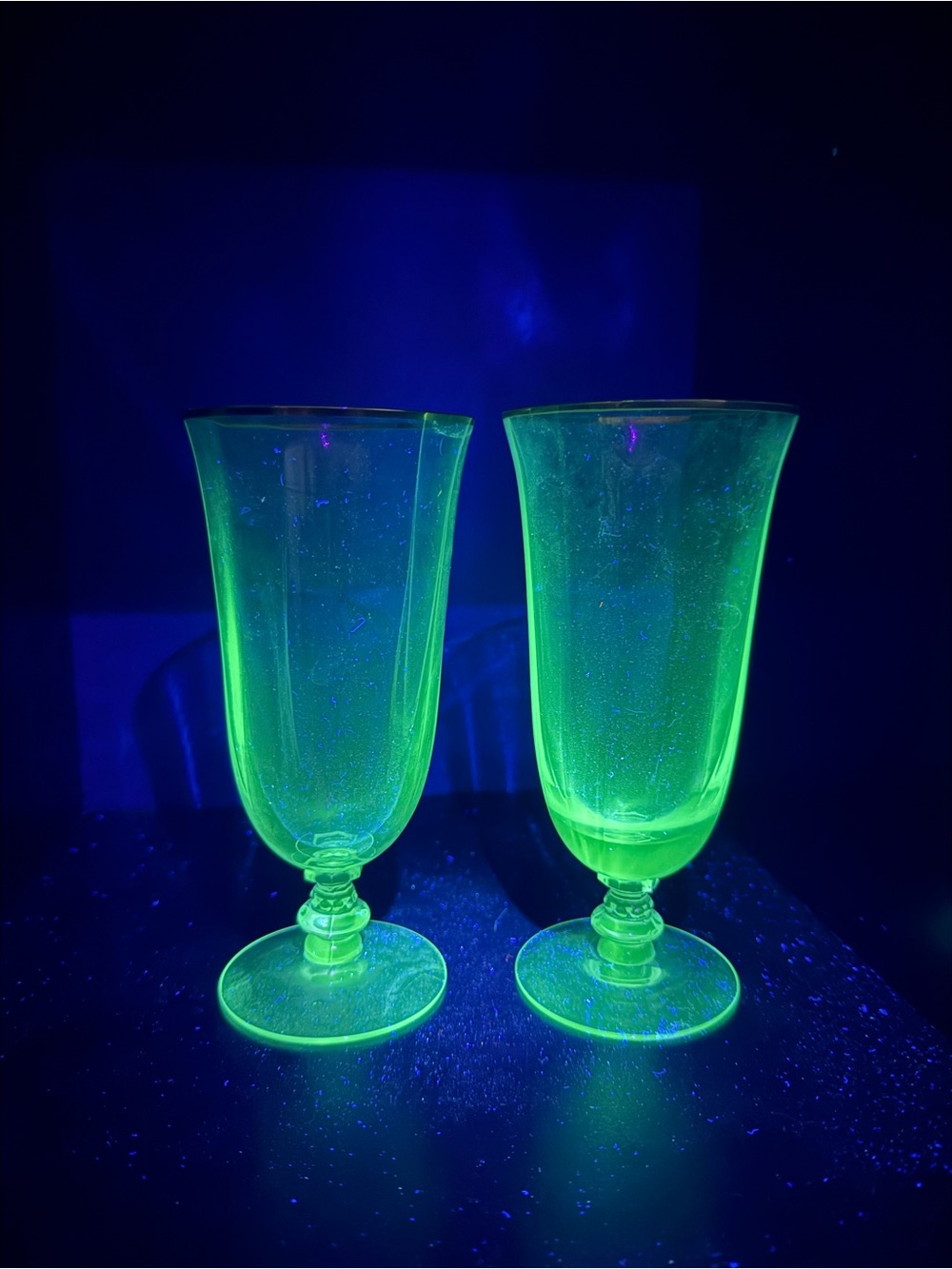 Vintage UV Reactive Tiffin-Franciscan 40’s-50’s Style Ice Tea Glasses / Goblets